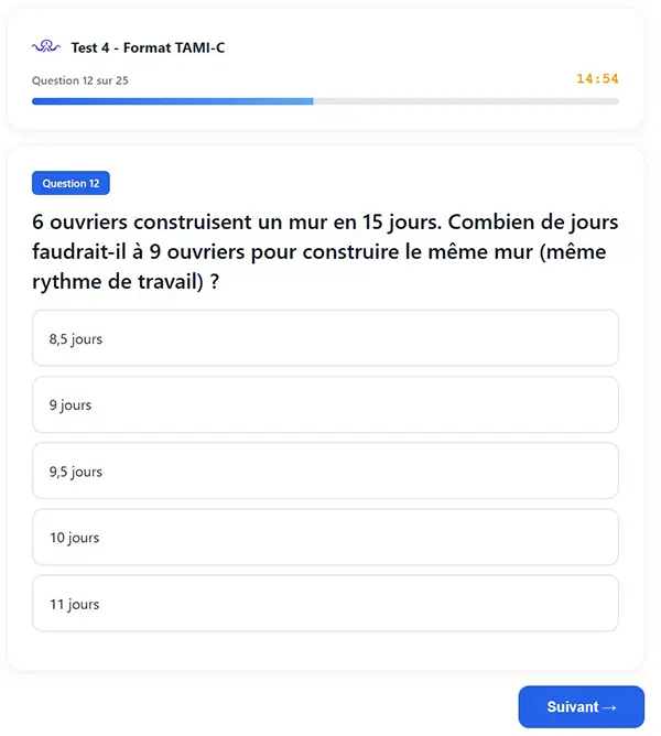 test maths sélection armée