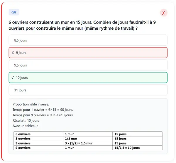 corrigé test maths tami-c
